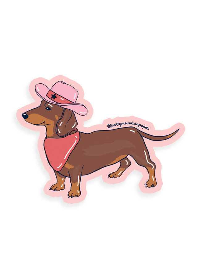 Weenie Dog Cowboy Sticker