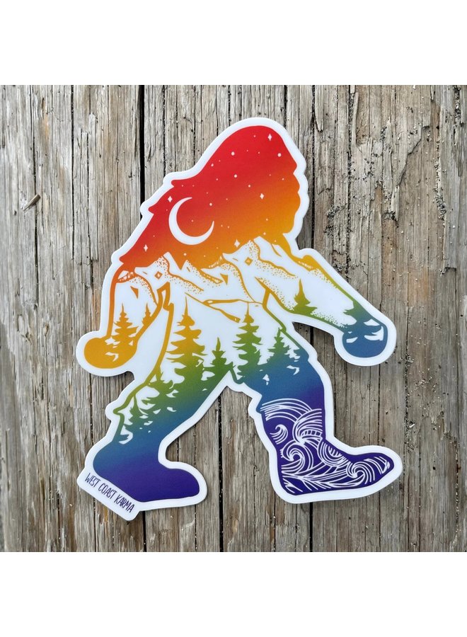 Sasquatch Rainbow Vinyl Sticker