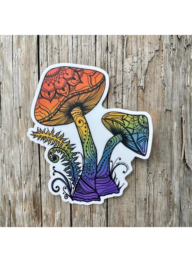 Rainbow Mushroom Vinyl Sticker