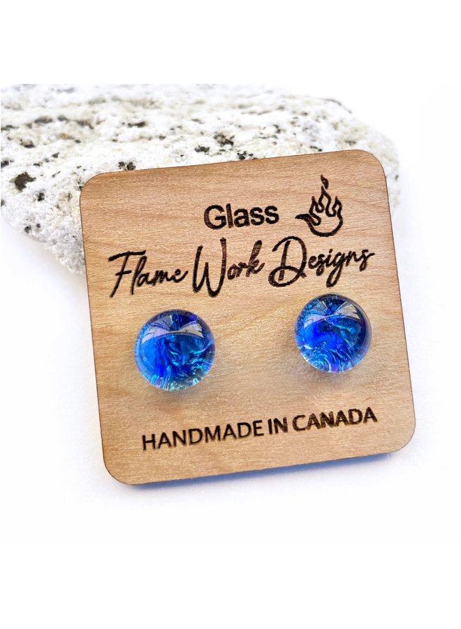 Glass Studs- Cobalt Blue 9mm