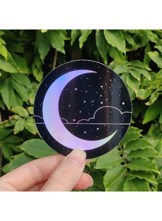 Crescent Moon Holographic Vinyl Sticker
