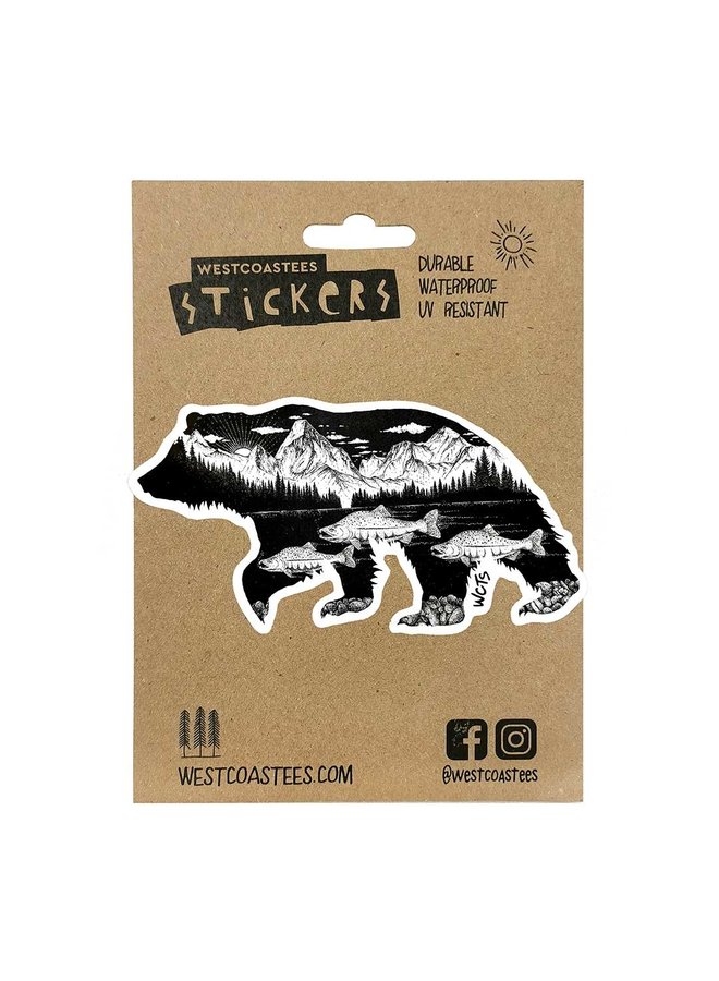 Salmon Bear Sticker
