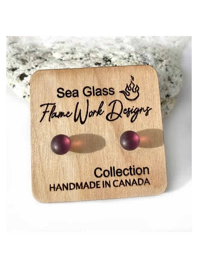 Sea Glass Studs - Amethyst