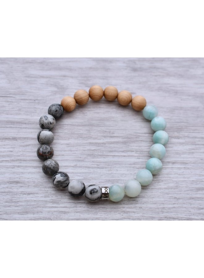 Glacier - Gemstone & Cedar Wood Bracelet