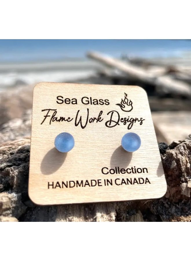 Sea Glass Studs- Rain