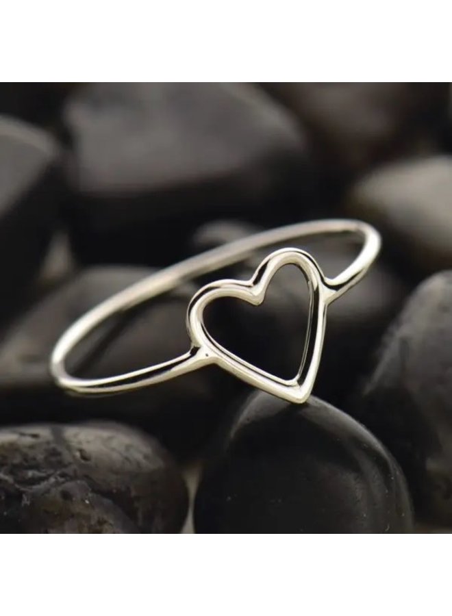 Open Heart Sterling Silver Ring