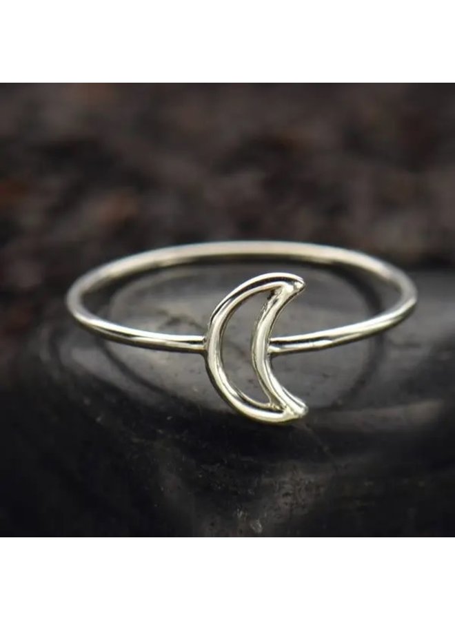 Crescent Moon Sterling Silver Ring