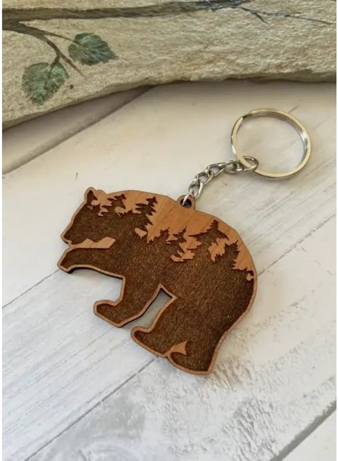 Bear Wooden Keychain