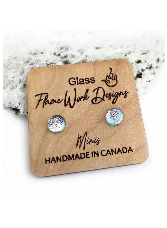 Mini Glass Earrings- Silver