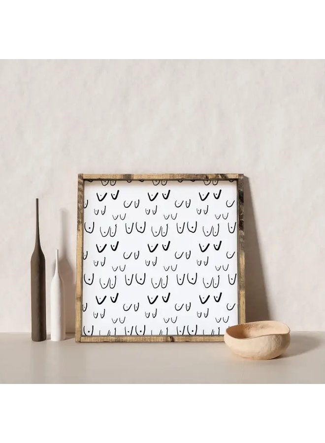 Boobs Pattern Wood Sign
