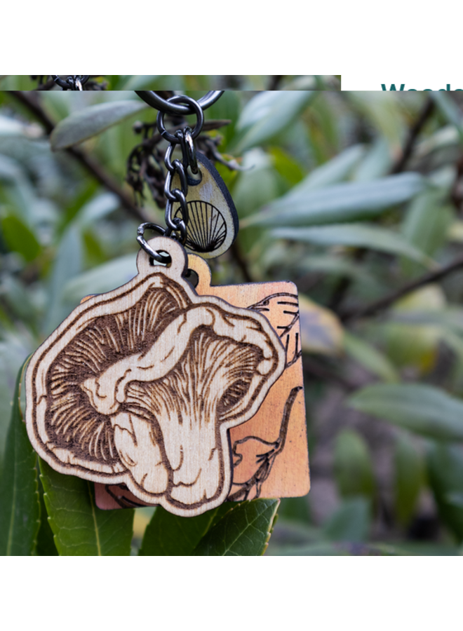 Mushroom Wooden Keychain