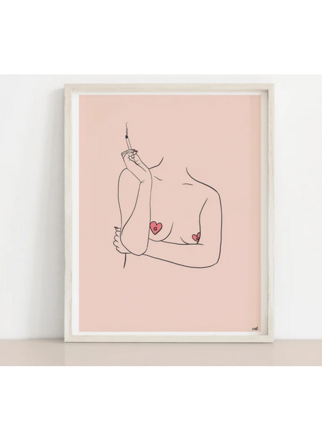 Heart Boobies Smoke Art Print