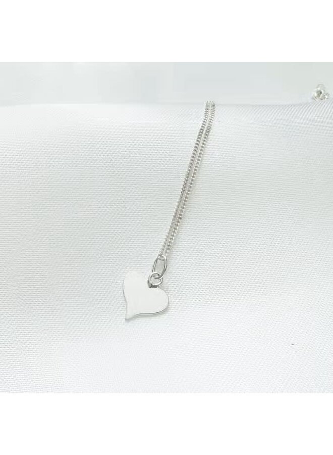 Flat Heart Sterling Silver Necklace