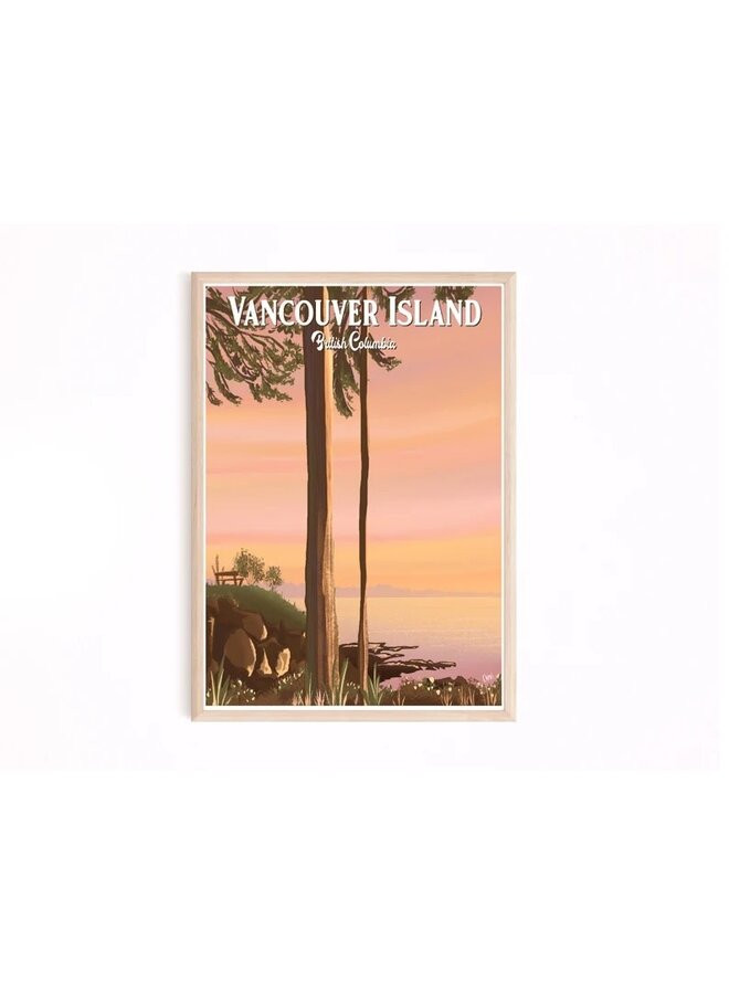 Vancouver Island (with sunset and trees) Poster Print