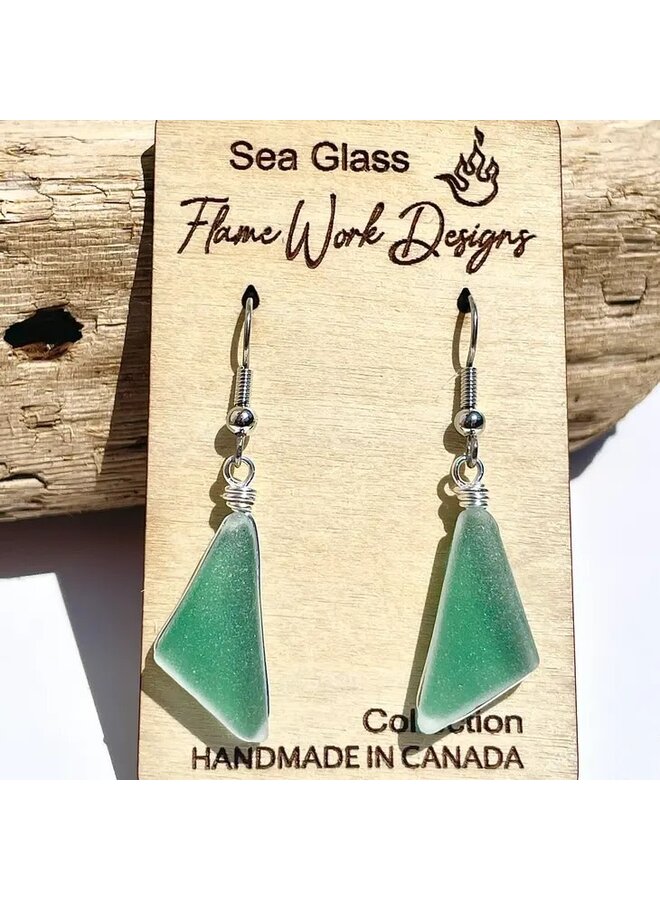 Sea Glass Dangle Earrings Sea Foam Green