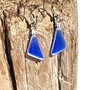 Sea Glass Dangle Earrings Cobalt Blue