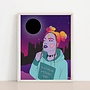 Purple Space Girl Not From Around Here Art Print