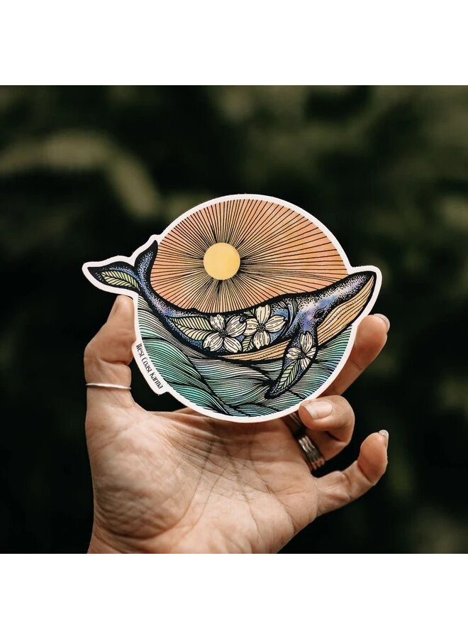 Sunrise Whale Colourful Sticker