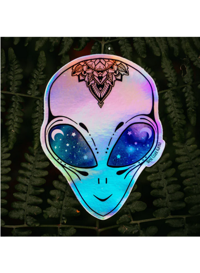 Holographic Alien Mandala Vinyl Sticker