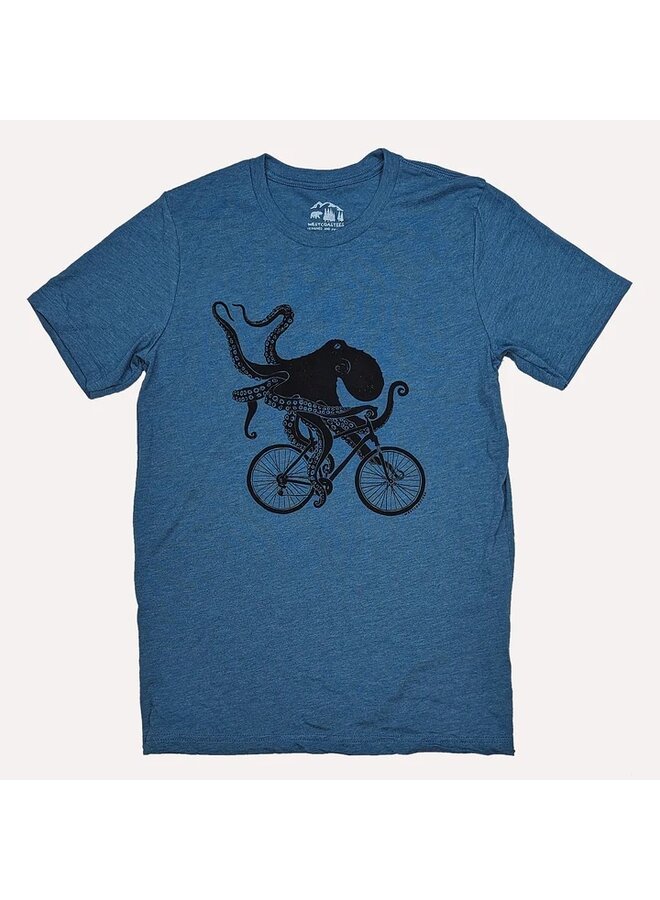 Biking Octopus Unisex Tee (Blue)