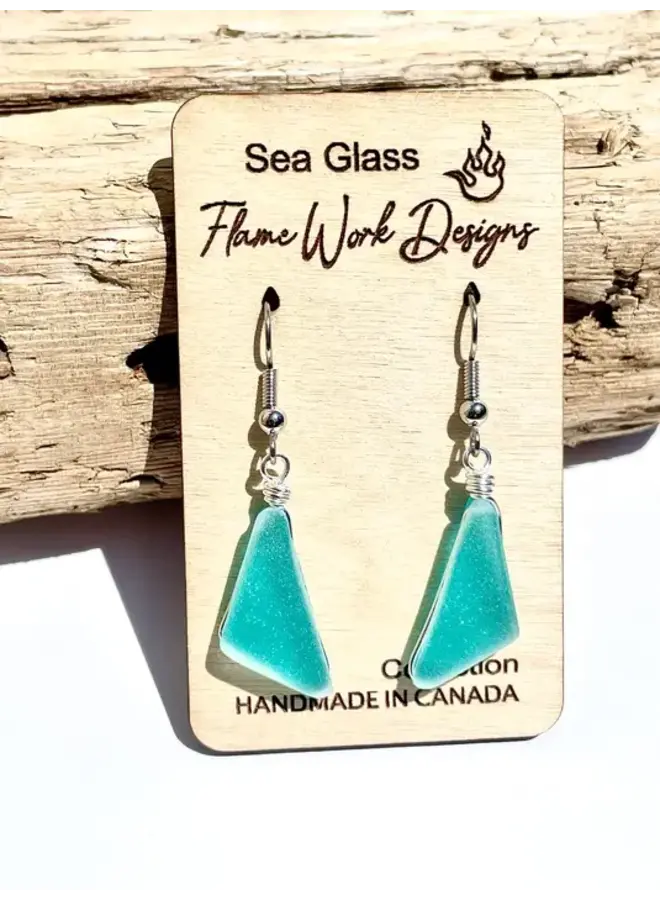 Sea Glass Dangle Earrings Aqua