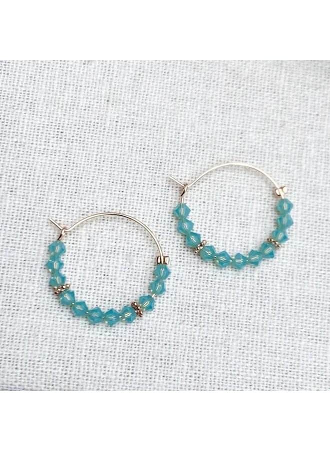 Pacific Opal Gold Swarovski Crystal Bead Hoops