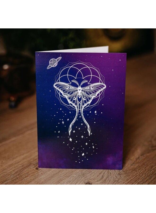 Galaxy Geometric Luna Moth Greeting Card