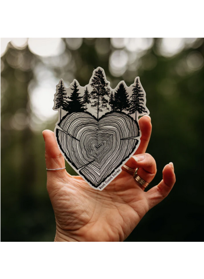 Tree Ring Heart Vinyl Sticker