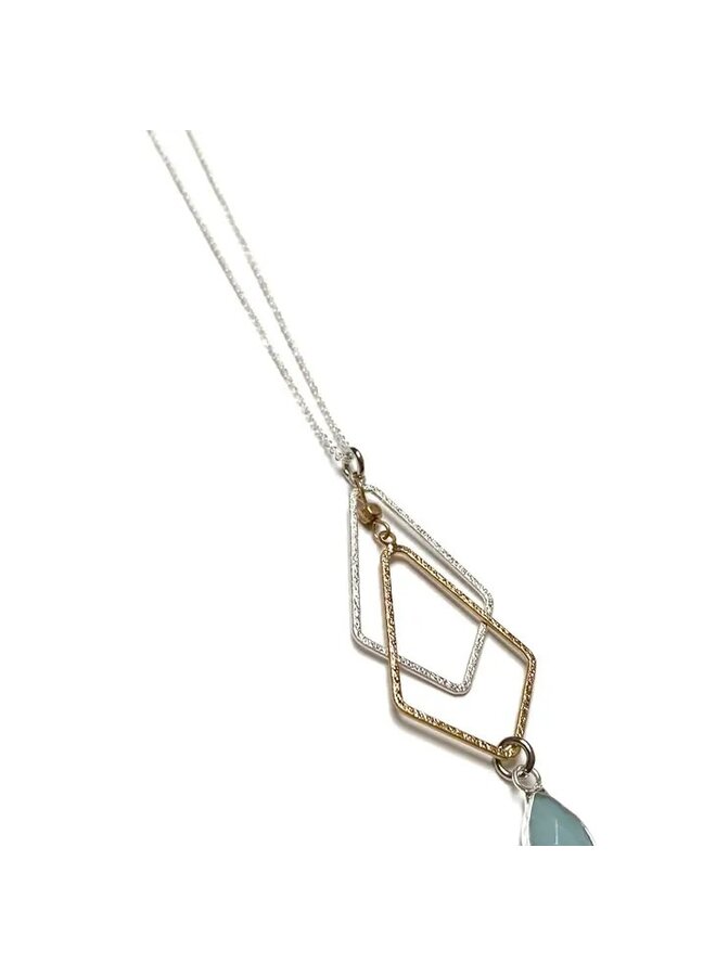 Gold & Silver Amazonite Pendant Necklace