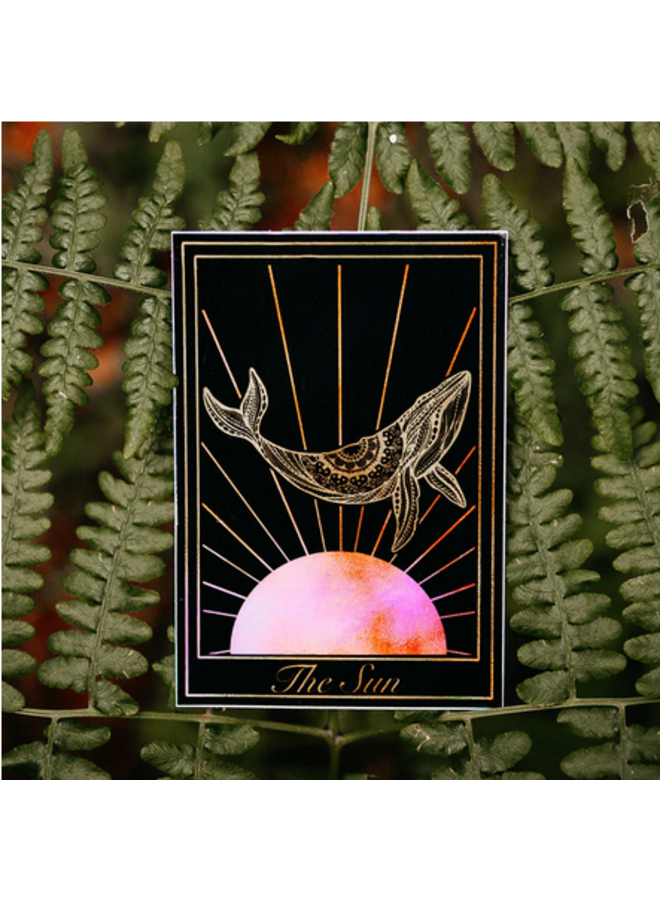 'The Sun' Holographic Black Tarot Sticker