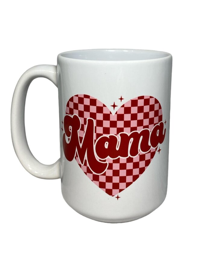 Mama Checkered Heart Mug