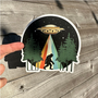 Sasquatch Alien Abduction Colourful Sticker