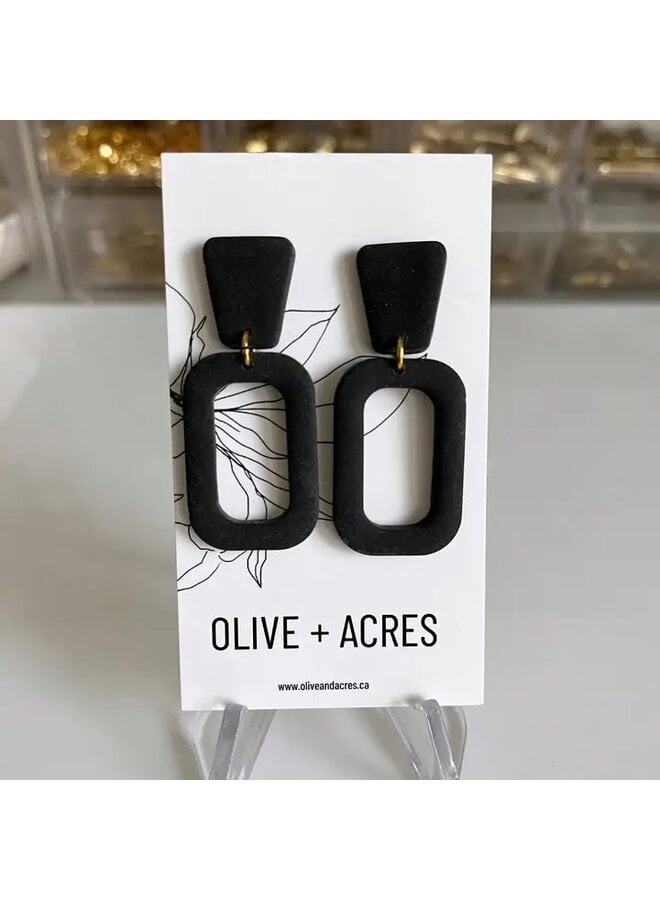 Olive | Black Clay Earrings