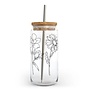 Wildflower Glass Can W Bamboo Lid