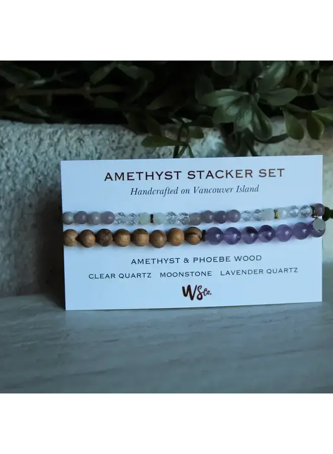 Amethyst + Moonstone Lavender Quartz Stacker Set