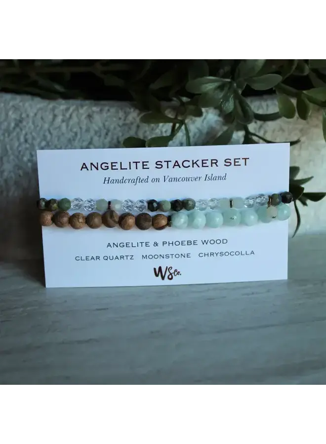 Angelite + Chrysocolla Stacker Set