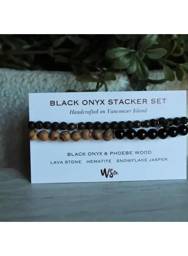 Black Onyx + Lava Stone Stacker Set