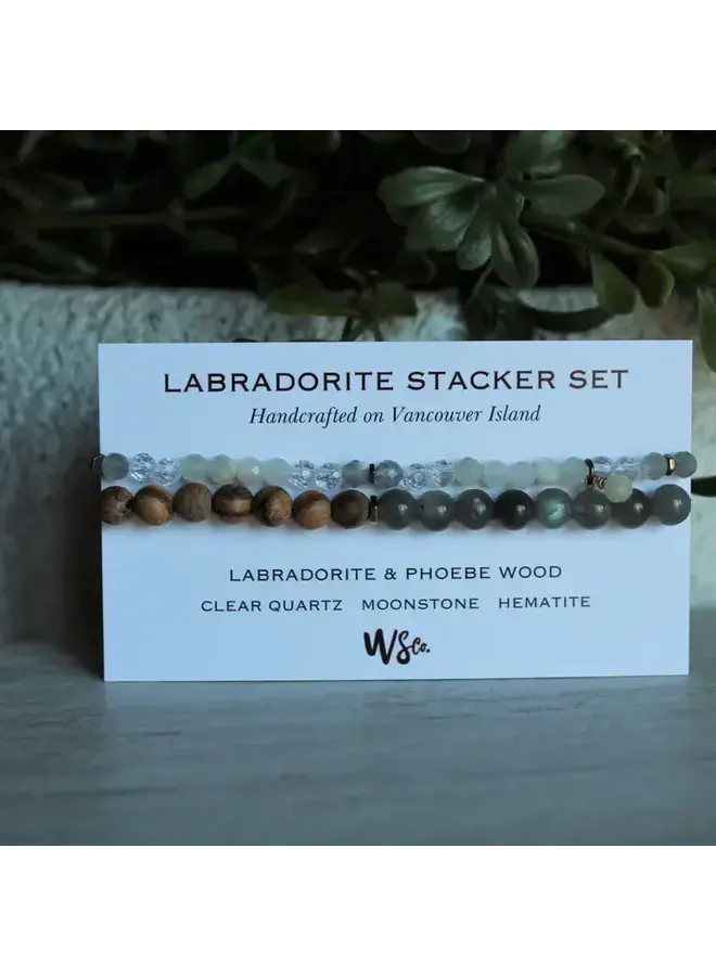Labradorite + Moonstone Stacker Set