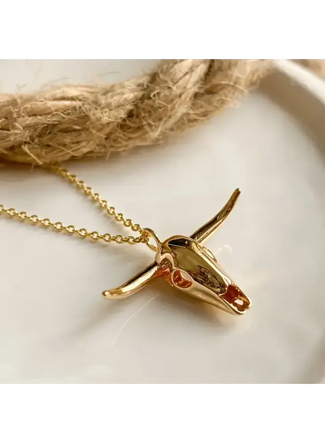 Longhorn Necklace Gold 18"
