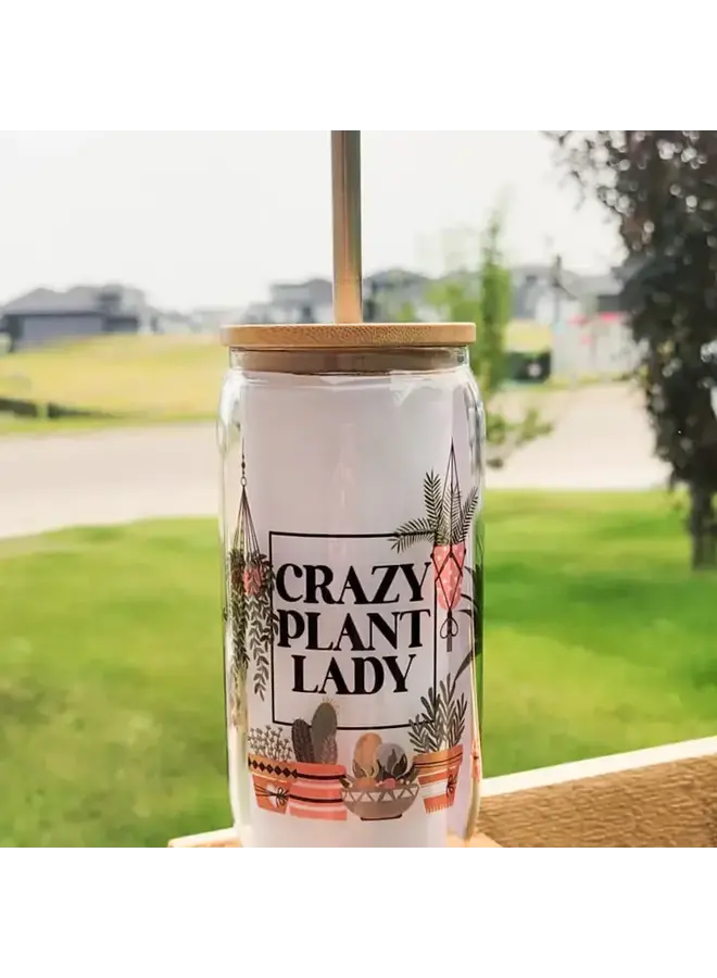 Crazy Plant Lady Glass Can W Bamboo Lid