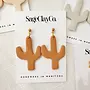 Cactus Clay Dangle Earrings Warm Beige