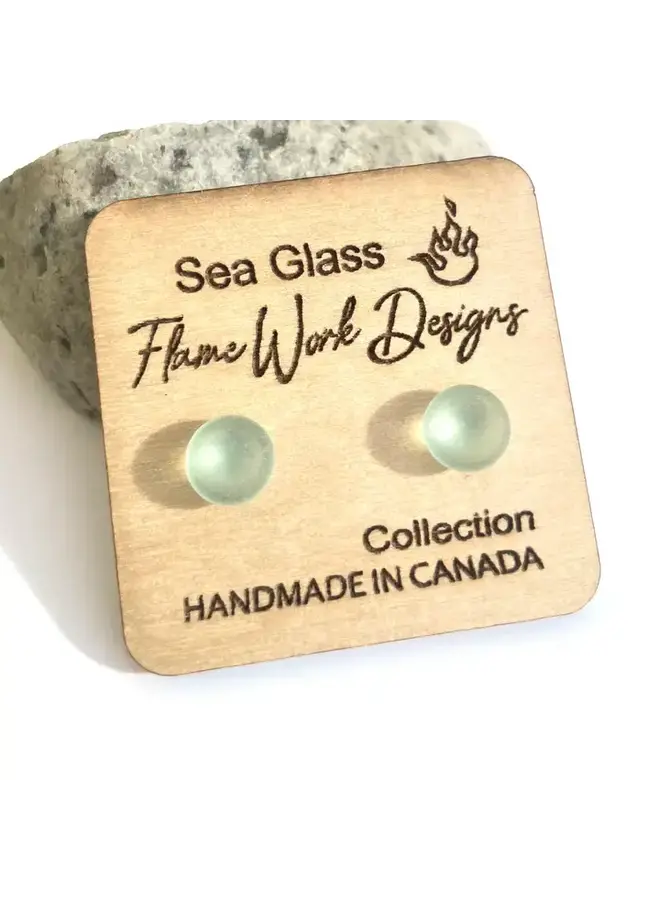 Sea Glass Studs- Light Green