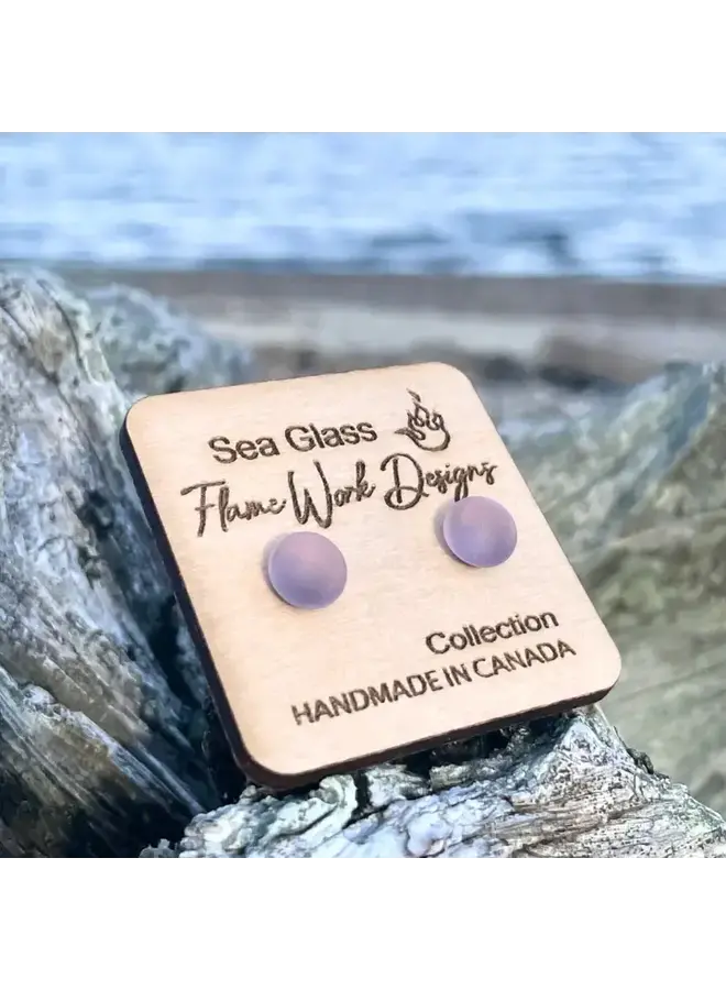 Sea Glass Studs- Light Purple