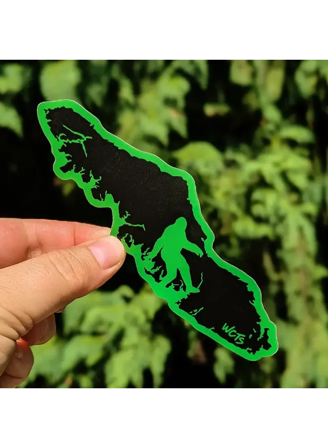 Island Squatch Black/Green Border Sticker