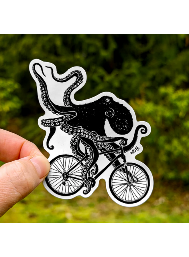 Biking Octopus Sticker