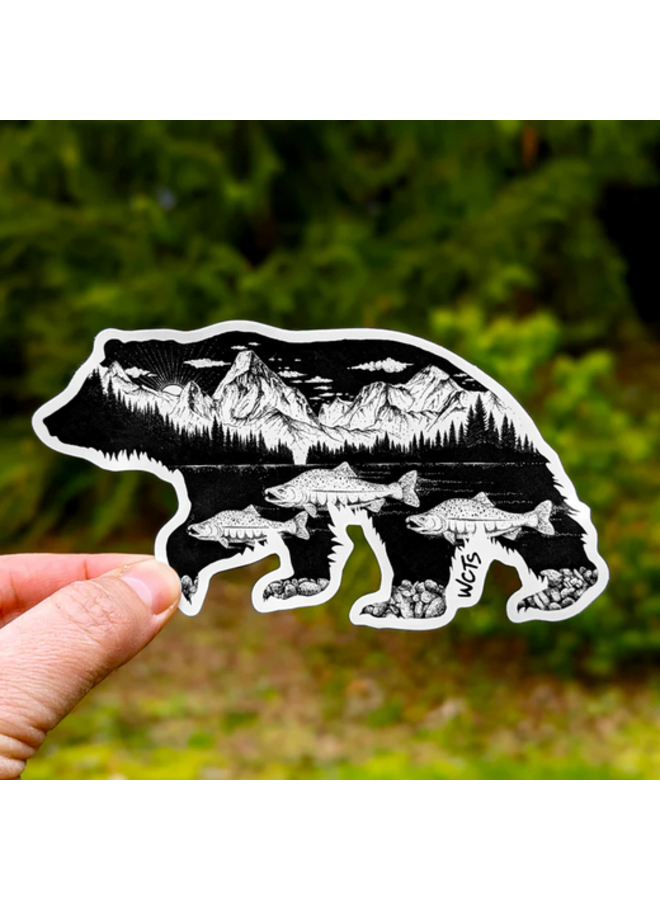 Salmon Bear Sticker
