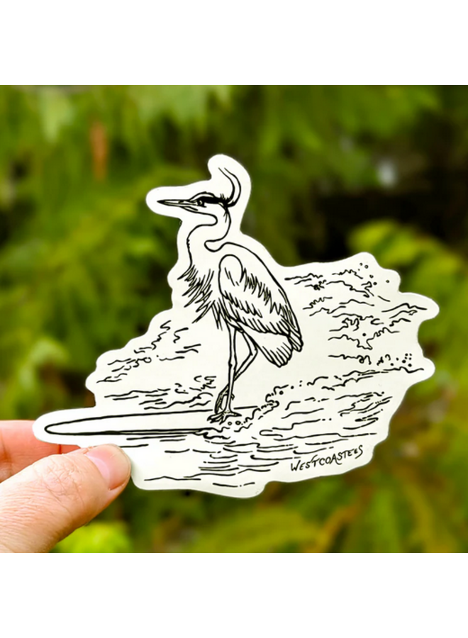 Surfing Heron Sticker