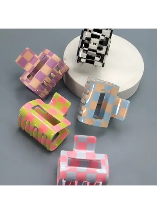 Small Checkered Hair Clip