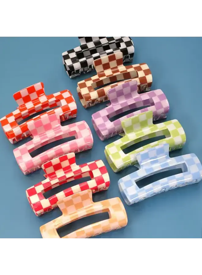 Jumbo Checkered Hair Clip