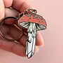 Crystal Mushroom Enamel Keychain